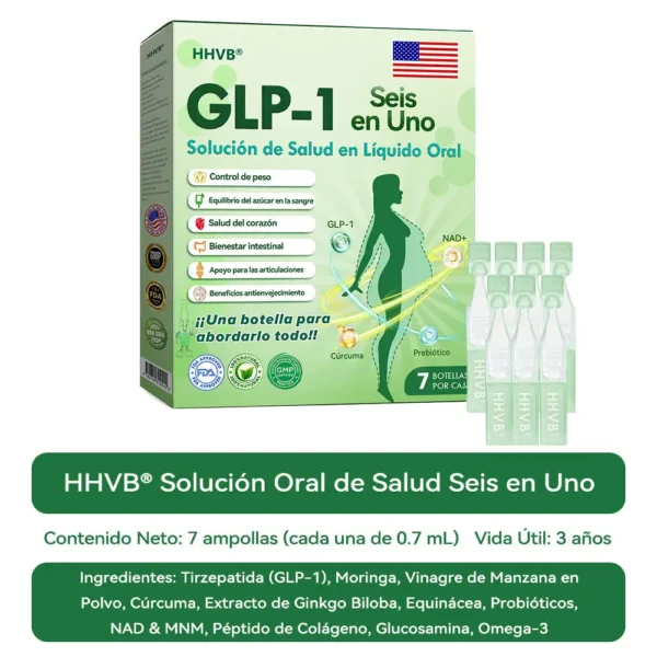 Tienda Oficial | 𝙃𝐻𝑉𝖡®🌿🌿𝐺𝐿𝑃-𝟏 𝑆𝑖𝑥 𝑖𝑛-𝑂𝑛𝑒 𝑆𝑜𝑙𝑢𝑐𝑖𝑜𝑛 𝑜𝑟𝑎𝑙 𝑙𝑖𝑞𝑢𝑖𝑑𝑎 (Solo una dosis al día, cambios visibles en 7 días) ✅ Para obesidad, salud cardiovascular, diabetes, apnea del sueño, problemas articulares y más.
