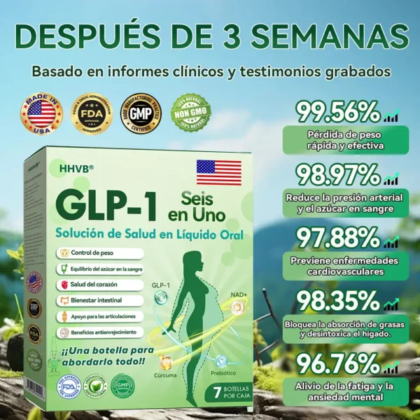 Tienda Oficial | 𝙃𝐻𝑉𝖡®🌿🌿𝐺𝐿𝑃-𝟏 𝑆𝑖𝑥 𝑖𝑛-𝑂𝑛𝑒 𝑆𝑜𝑙𝑢𝑐𝑖𝑜𝑛 𝑜𝑟𝑎𝑙 𝑙𝑖𝑞𝑢𝑖𝑑𝑎 (Solo una dosis al día, cambios visibles en 7 días) ✅ Para obesidad, salud cardiovascular, diabetes, apnea del sueño, problemas articulares y más.